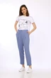 Костюм брючный 976 белый + светлый джинс Vilena