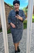 *Костюм с юбкой 17173-1 клетка синий + зеленый Vittoria Queen