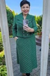 Костюм с юбкой 20363 клетка зеленый Vittoria Queen